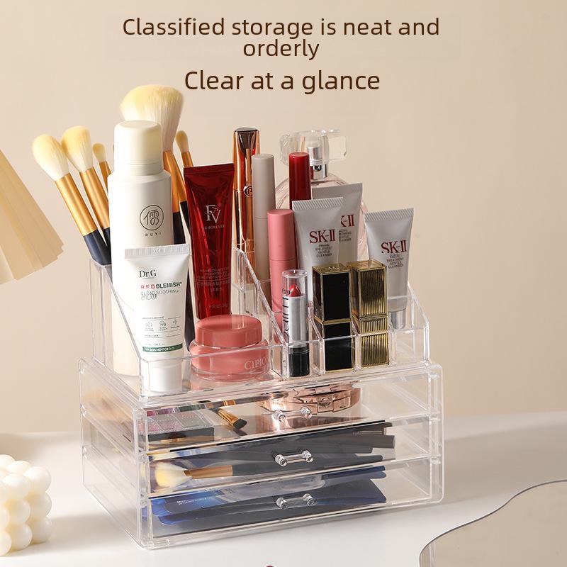 Прозрачный настольный органайзер для косметики в спальне и многоуровневого хранения