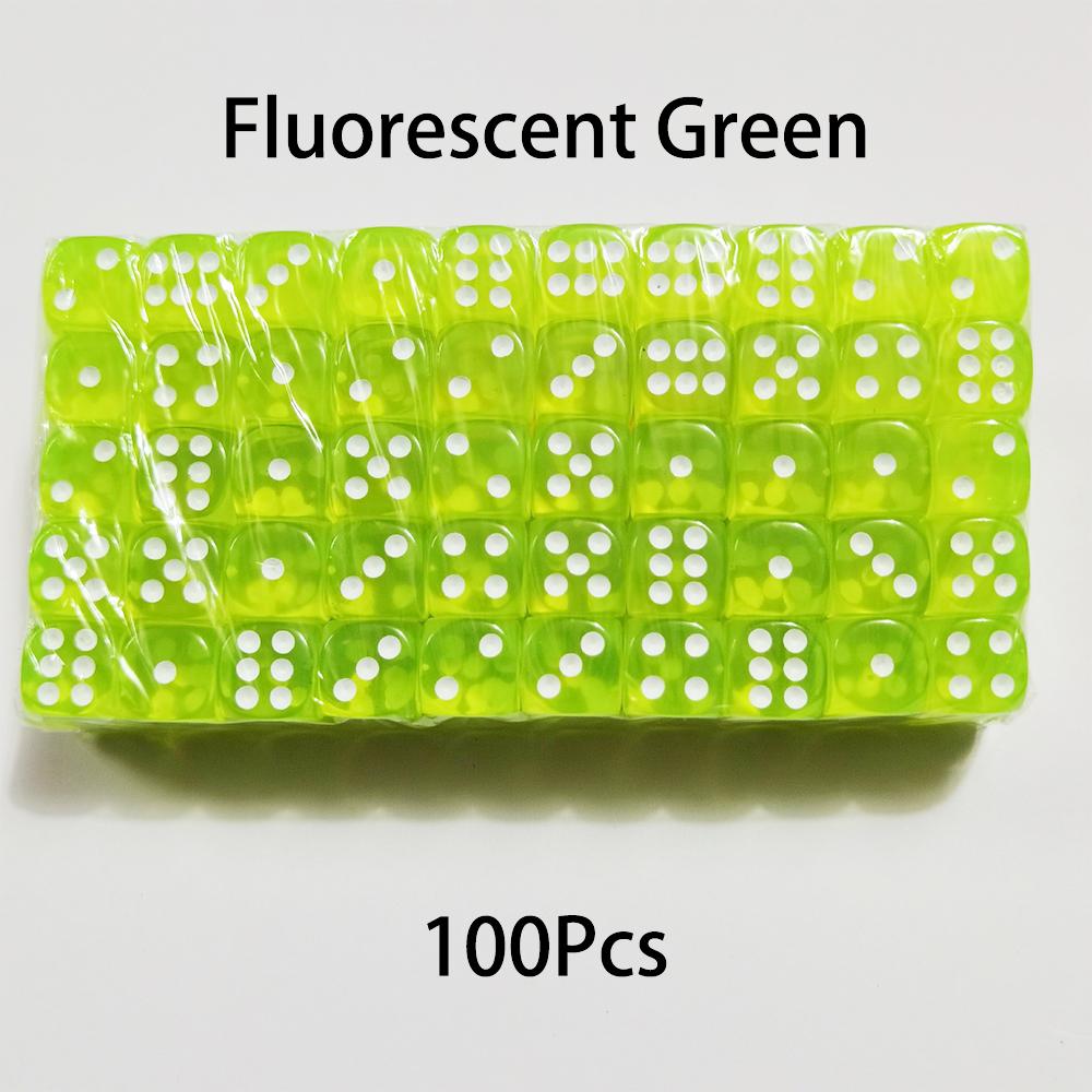 100Pcs/Set 6 Sided Dice 14Mm D6 16 Transparent Optional Color Acrylic Rounded Edges Dice For Table Board Games Party Dnd