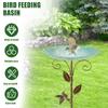 Metal Bird Bath for Outside Vintage Birdbath with 5 Prongs Base Stake Versatile Outdoor Bird Bath for Garden Patio Yard Lawn