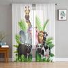 Funny Animal Cartoon Tulle Curtains for Living Room Bedroom Window Sheer Curtains Kitchen Balcony Voile Curtains
