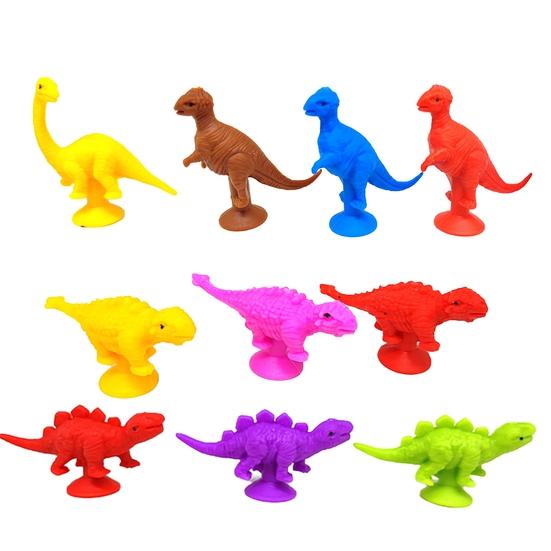 10 шт. игрушки на присоске интересный сильный динозавр гибкая адсорбция не раздражает развлечения экологически чистая присоска в форме животного