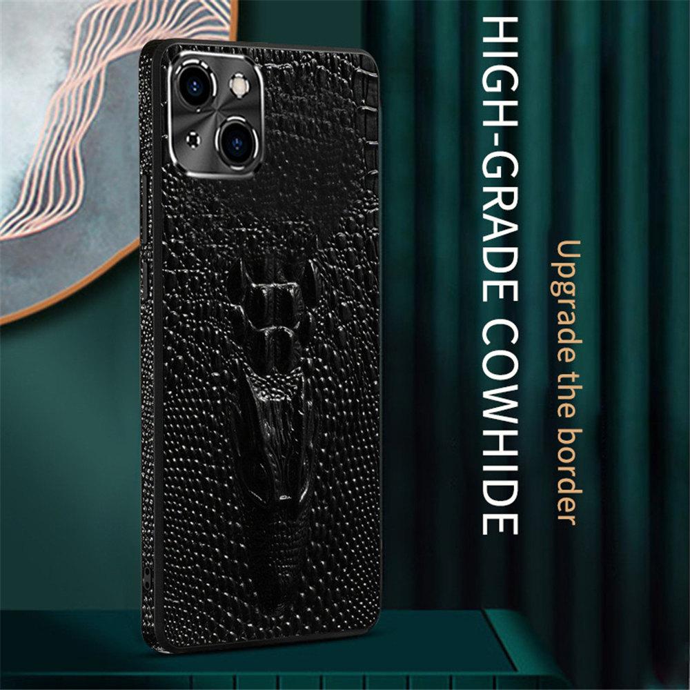 Настоящая Коровья Кожа Чехол под Крокодила для IPhone 11 12 13 14 15 Pro Max Матовый Бизнес-Чехол