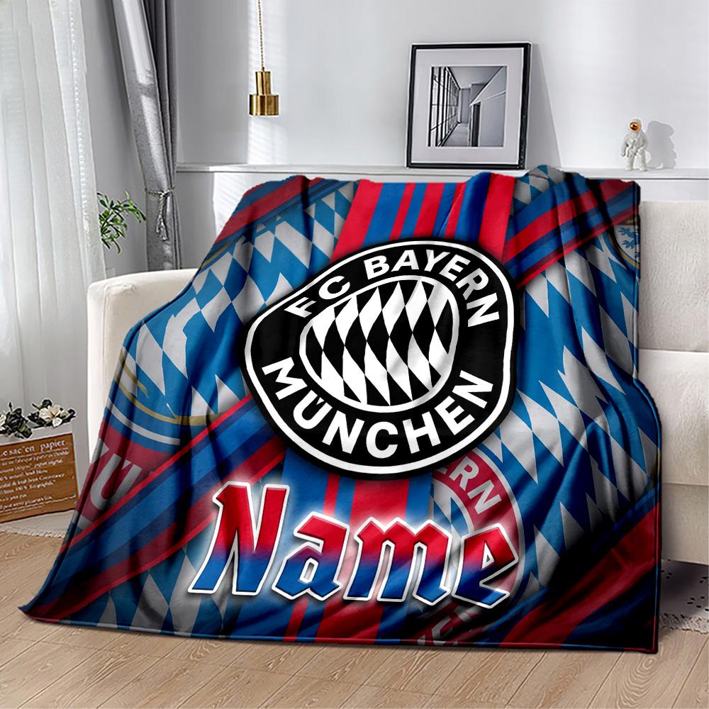 Bayern Munich Crest Personalized Text Blanket Cozy Personalized Blanket Soft & Cozy for Picnics Living Room Seaside Livingroom