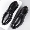 Fashion New Genuine Leather Men's Shoes Fashion High End Dad Leather Shoes Casual Wear Resistant Business Shoe Black Male Work Shoes
