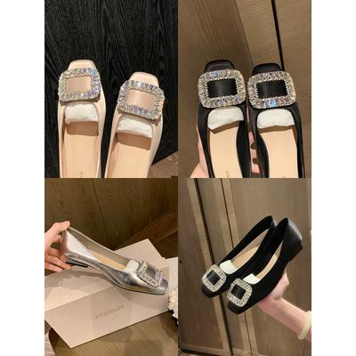 Виноградная мать studiolee стразы мелкий рот французский квадратный носок серебристый с юбкой одинарные туфли женские 2024 весна и осень новые модели