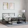 VidaXL Metal Bed Frames with Headboard Footboard, Double Bed with Slat Base, Adult Bed with Feet for Bedroom, 376245
