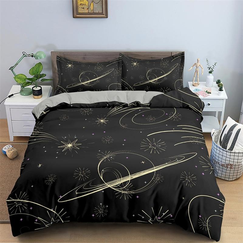 3D Galaxy King Queen Duvet Cover Starry Sky Bedding Set Soft Universe Quilt Cover Outer Space Dark Blue 2 3pcs