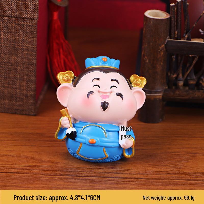 Five-Way God of Wealth Car Console Resin Ornament - Birthday Gift for Friends
