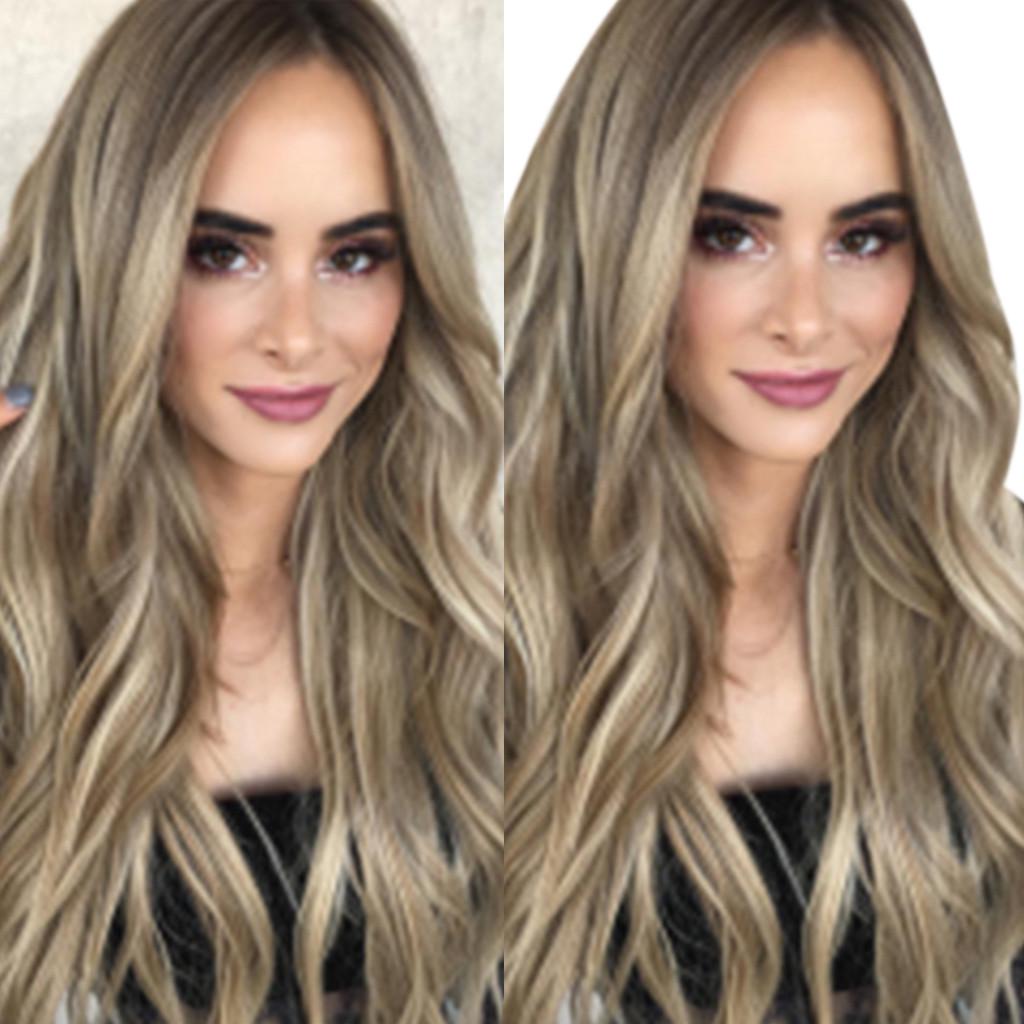 Women Mix Colors Gradient Long Curly Synthetic Wig Full Wig Wavy Wig