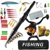 Новая телескопическая удочка LEOFISHING Combo 1,8-3 м, карбоновая дорожная удочка со спиннинговой катушкой, набор для ловли окуня, карпа, щуки, полный комплект, фидерная удочка