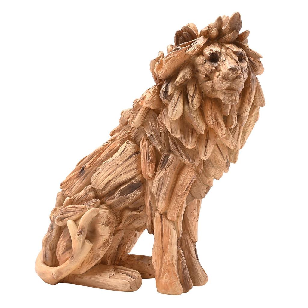 Naturecraft Resin Driftwood Collection Sitting Lion Figurine