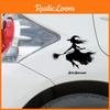 Halloween Black Broom Riding Witch Decoration Paste Painting For Wall And Car