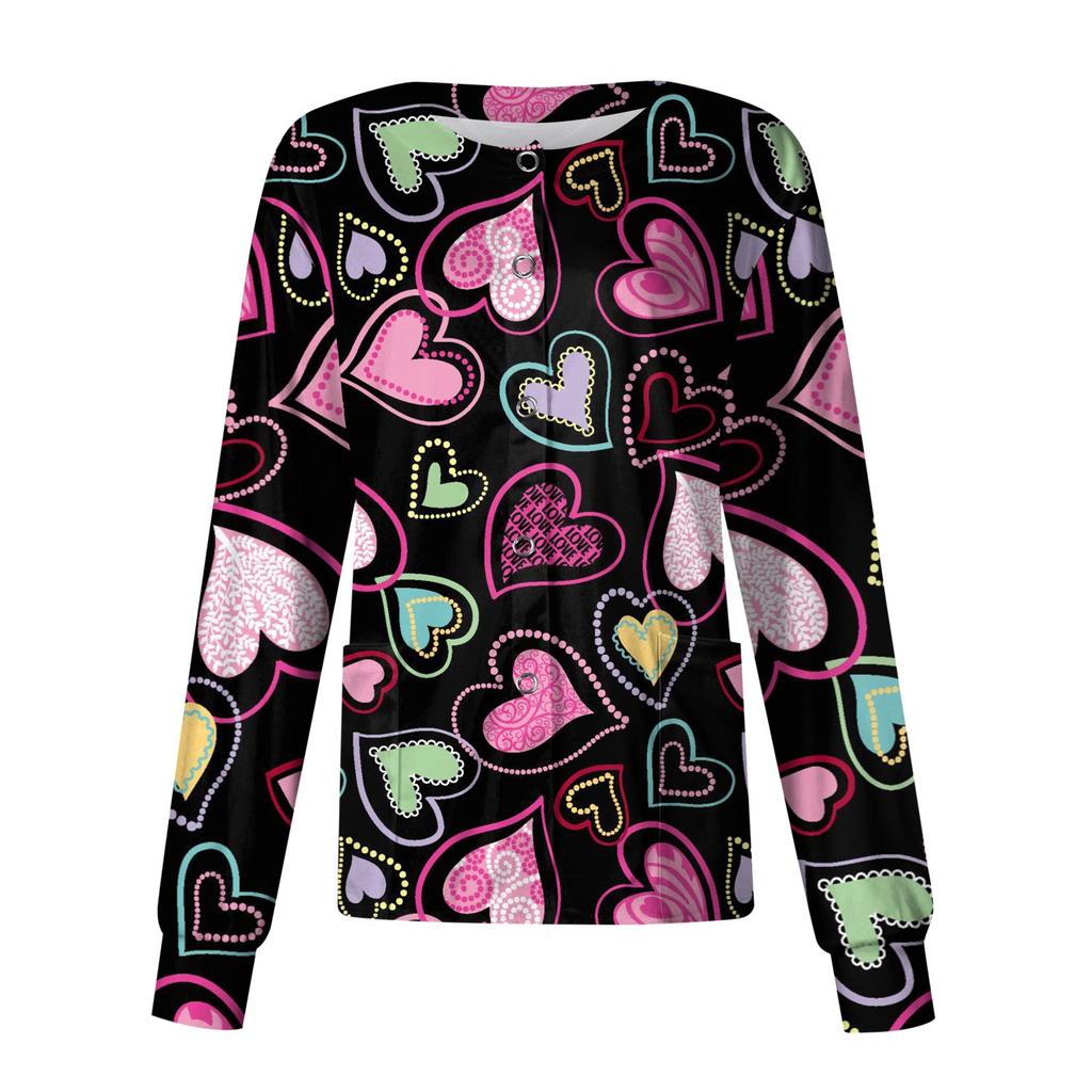 Женский повседневный однобортный однобортный костюм с длинными рукавами и принтом на День святого Валентина, топ-кардиган