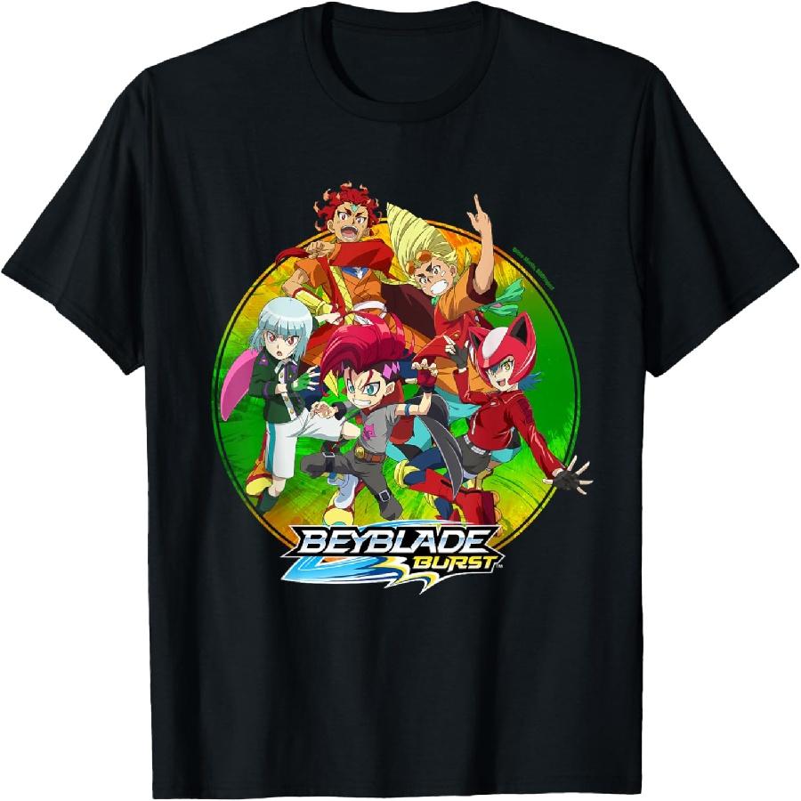 Unisex T-shirt Hasbro BEYBLADE BURST QUADDRIVE Unisex-Kids Black Cotton 60% Polyester 40% Classic Fit Collarless Crew Neck Short Sleeve T-Shirt