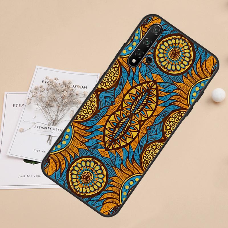 African Wax Fabric For Huawei Nova 3i 7i 8i 11i Y91 Y90 Y61 Y60 Y70 Nova 10 9 SE 11 P20 P40 Lite P30 Pro Case