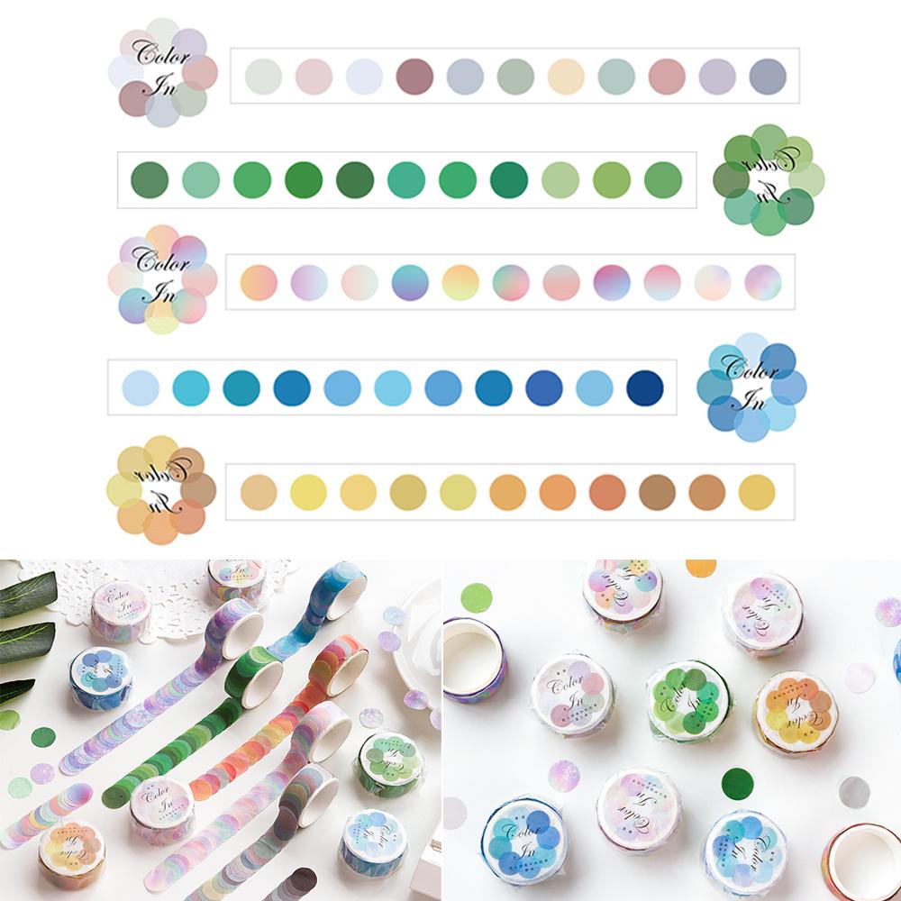 Japanese Stationery Adhesive Tape Round Stickers Label Colorful Dots Washi Tapes Masking Tape