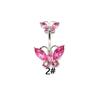 Gatte Pink Butterfly Heart Rhinestone Zircon Rabbit Double Belly Button Ring
