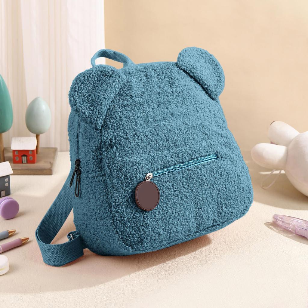 Детский рюкзак в форме милой формы с регулируемыми плечевыми ремнями, однотонная симпатичная плюшевая сумка