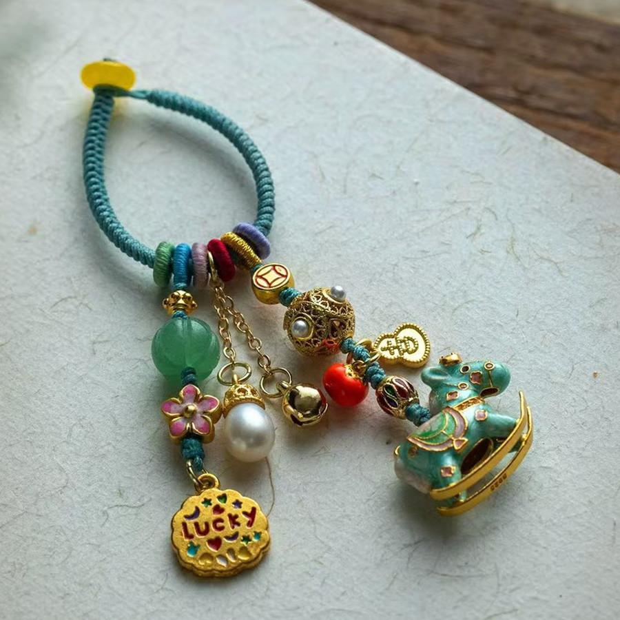 Creative Lucky Gourd Koi Keychain Sand Gold Pendant Safety Compass Charms Car Key Ring Bag Phone Accessories For Men Women