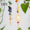 Sea Themed Hair Accessories 2Pcs Bohemian Long Tassel Braided Chain with Clips, Colorful Holiday Decorations Sun Moon Pendant, Jewelry for Party