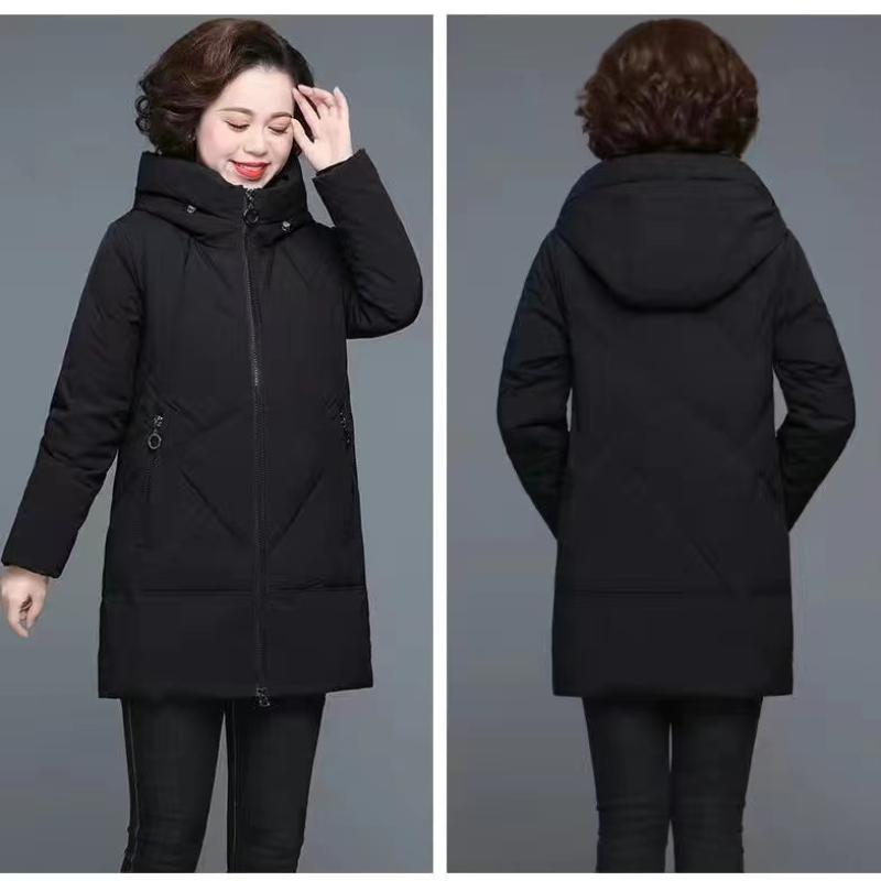 Новое модное осенне-зимнее женское теплое однотонное пальто с капюшоном и утепленной подкладкой средней длины для мам
