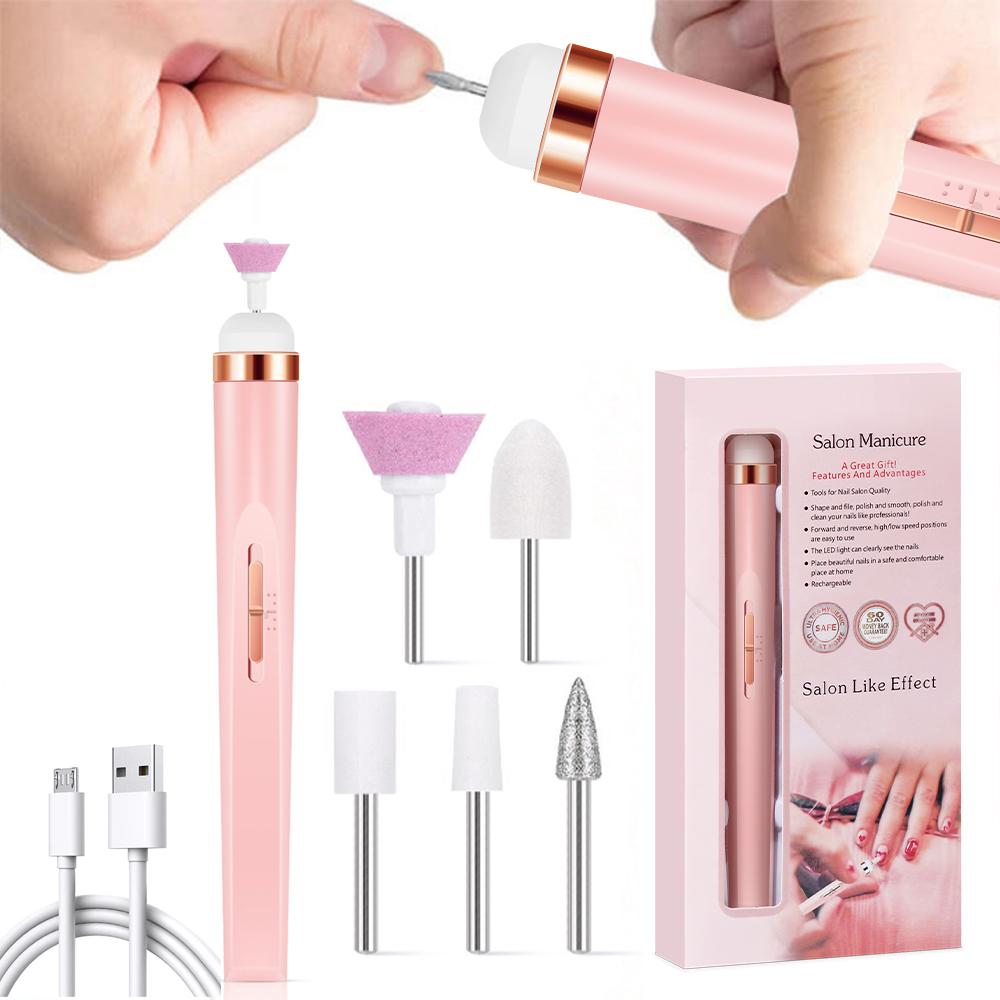 YIKOOLIN Portable Electric Nail Drill Set with 4 Speeds Professional Manicure and Pedicure Exfoliation Polishing for Nail Salon