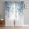 Abstract Sage Green Leaves Branches Sheer Curtains for Living Room Decoration Window Curtain Kitchen Tulle Voile Organza Drapes