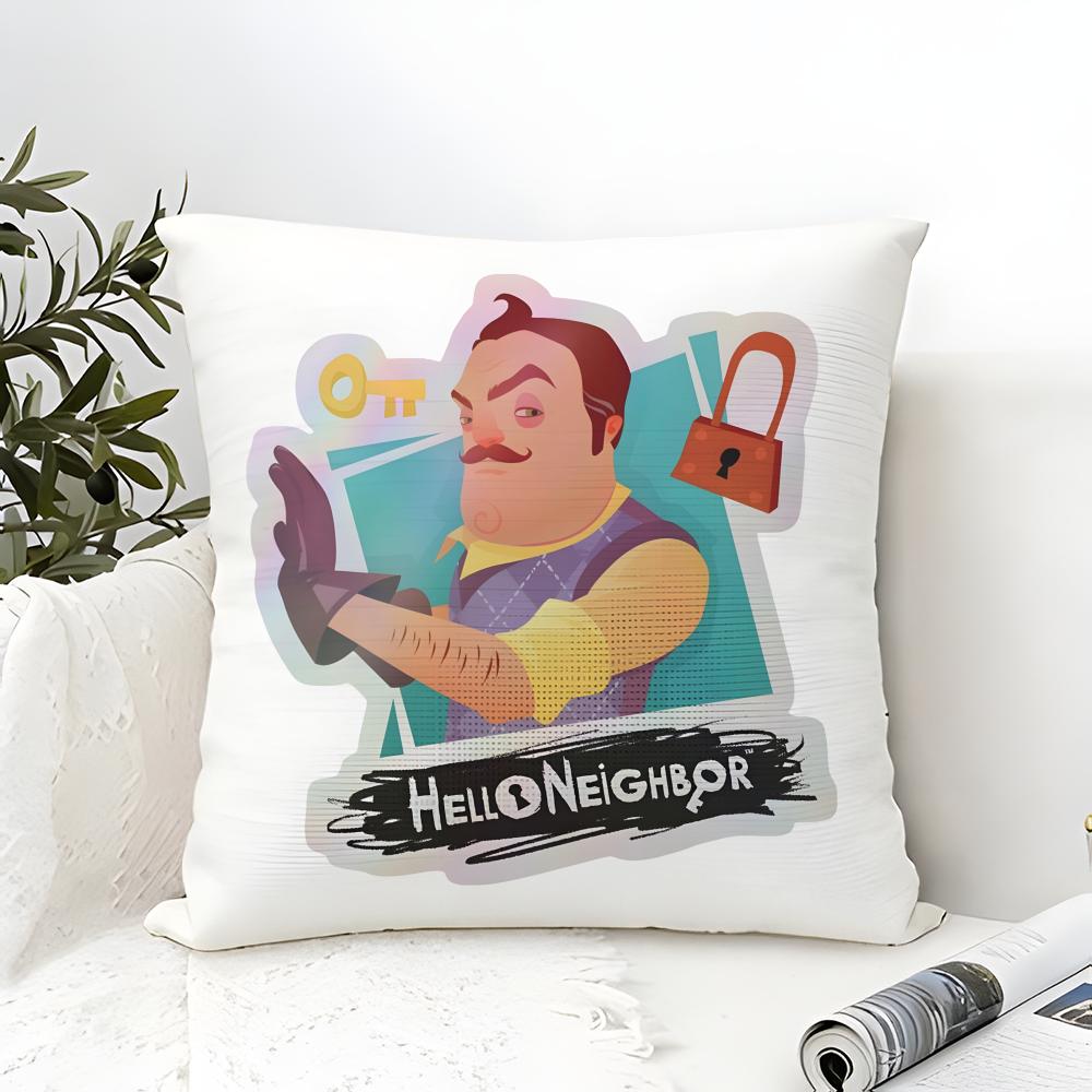Смешная игра ужасов H-Hello Neighbor 2 Наволочка Льняная наволочка Диван Домашний декор Чехол для подушки Чехол для подушки