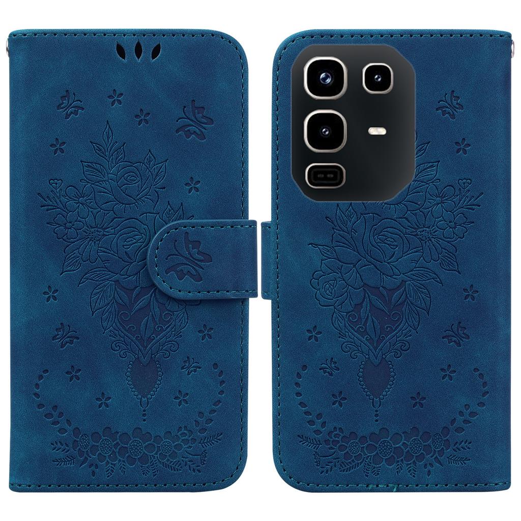 For Infinix Note 50 Pro 4G/Note 50 4G Case Butterfly Flower Imprint PU Leather Wallet Phone Cover with Strap