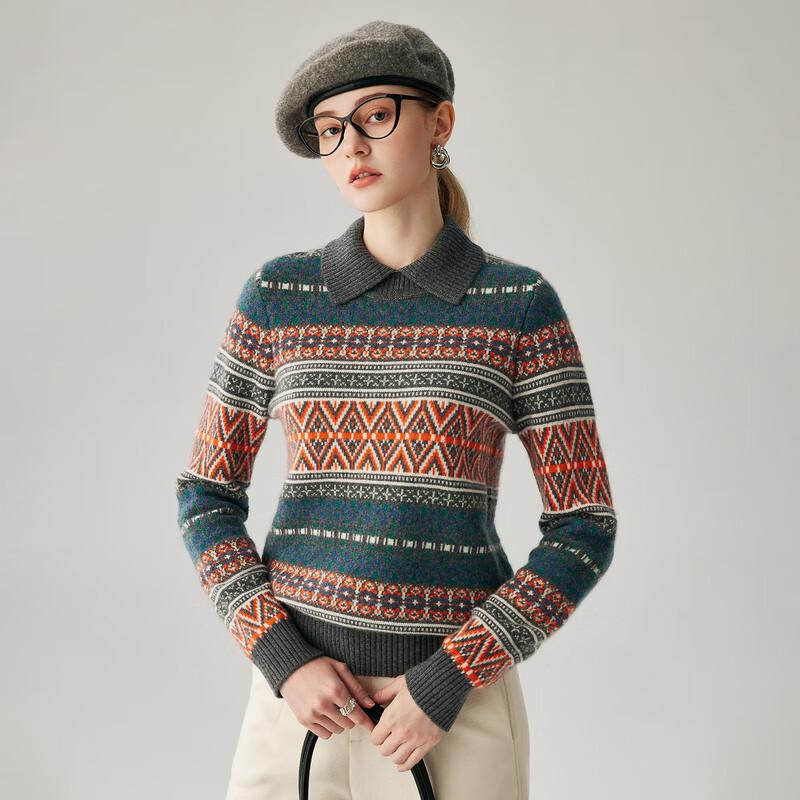 Женский кашемировый свитер Zhaojun с узором Fair Isle