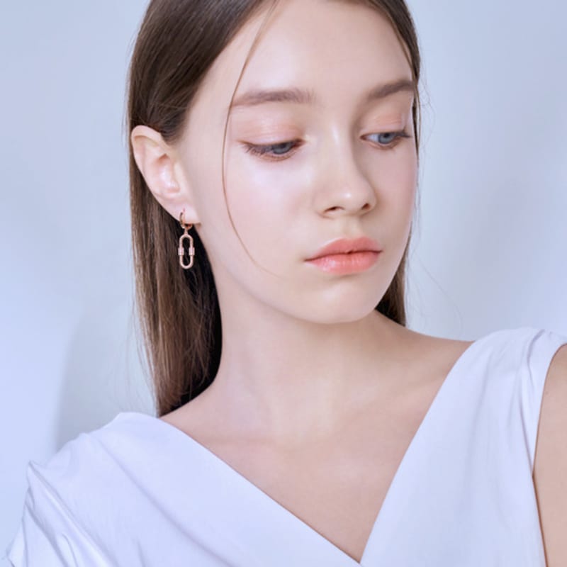 ELLE Jewelry 14K Fork Drop One-Touch Earrings (Gold Pin) ELGPEE439