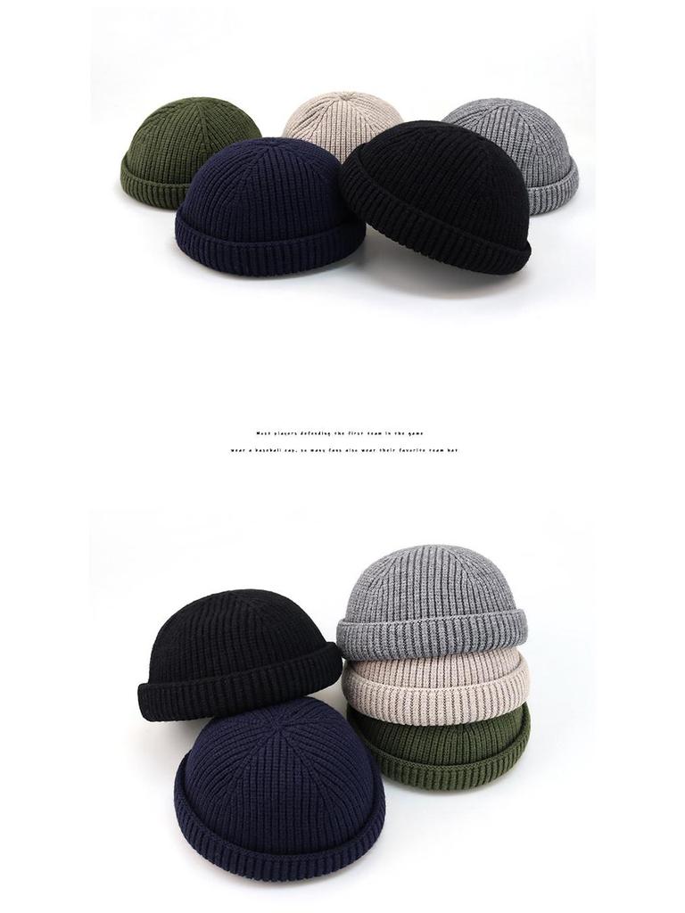 Мужская шерстяная вязаная шапка-бини в японском стиле, теплая, ветрозащитная, для осени и зимы