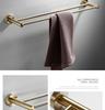 Brushed Gold 304 Stainless Steel Bathroom Set: Towel Rack, Ring, Storage Shelf, Toilet Paper Holder, and Clothes Hook.