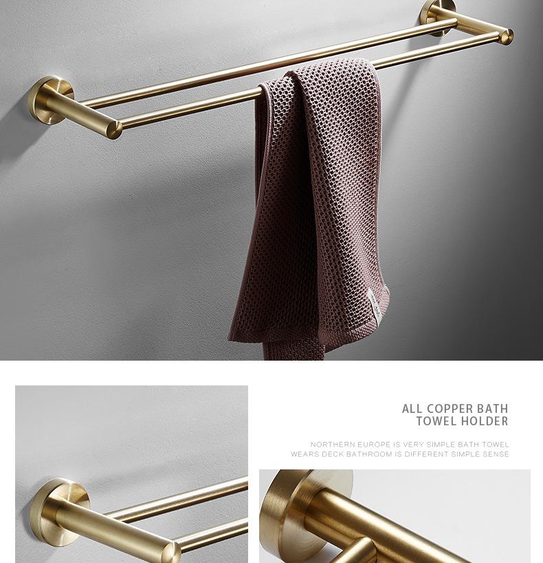 Brushed Gold 304 Stainless Steel Bathroom Set: Towel Rack, Ring, Storage Shelf, Toilet Paper Holder, and Clothes Hook.