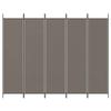350204 vidaXL Room Divider 5 Panels Anthracite 250x220 Cm Fabric