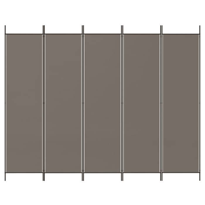 350204 vidaXL Room Divider 5 Panels Anthracite 250x220 Cm Fabric