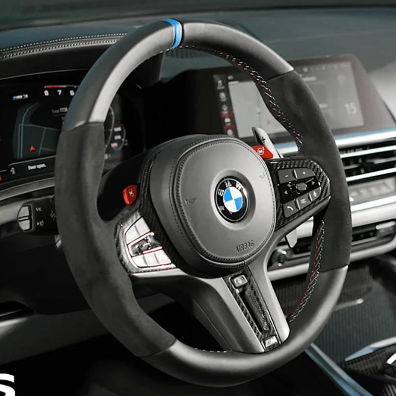 Ручная прошивка Нескользящий чехол на руль автомобиля для BMW M Sport G30 G02 X5 F40 F41 g82 M4 DIY Мягкая замша Салон автомобиля