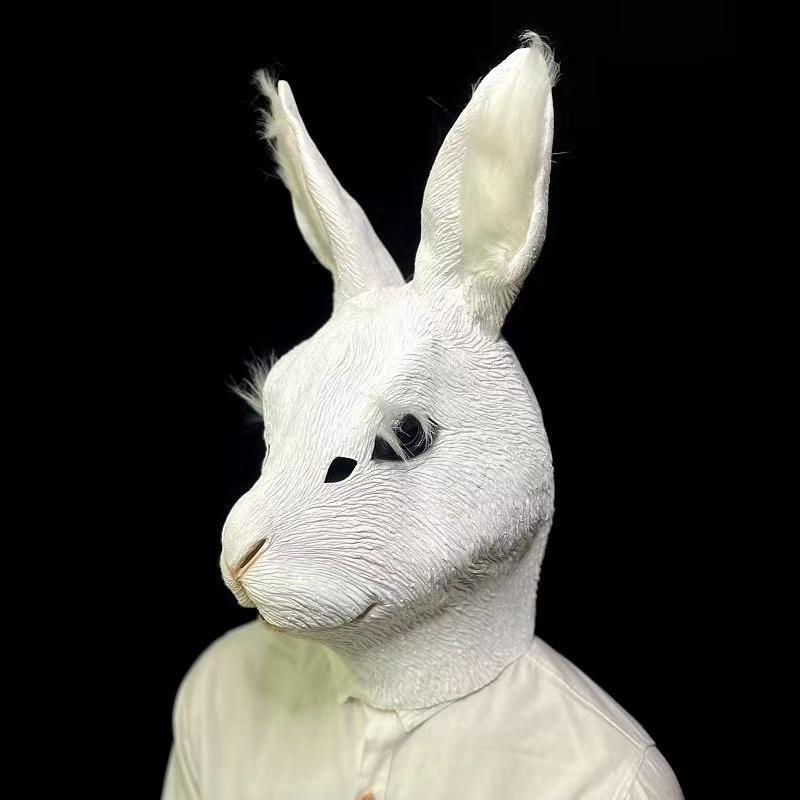 Cosplay Anime Bunny Latex Mask Full Head Animal Cartoon Rabbit Mask Bunny Costume Halloween Party Fancy Dress Carnival Maks
