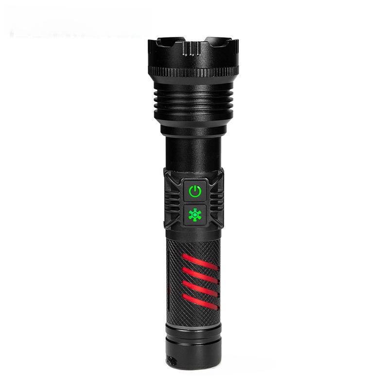 Rechargeable Long-Range LED Flashlight with Side Light and Zoom