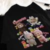 2025 New Labubu Women's T-shirt Casual Style Round Neck Short Sleeved Fashionable and Popular Cartoon Printed Women's Top