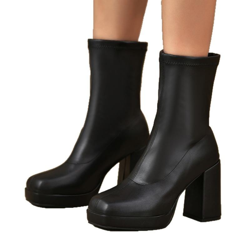 New Winter Martin Boots Women's Winter Wear Fashion Versatile Thick Heel Knight Boots Belt Buckle Trouser Tube Boots