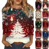 Women's Fashion Casual Round Neck Three Quarter Sleeve Christmas Printed T-Shirt Top