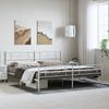 Metal Bed Frame with Headboard and Footboard White 193 x 203 cm