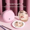 LED Lit Portable Double-Sided Makeup Mirror, 10x Magnification, Folding, with Living Room Fill Light