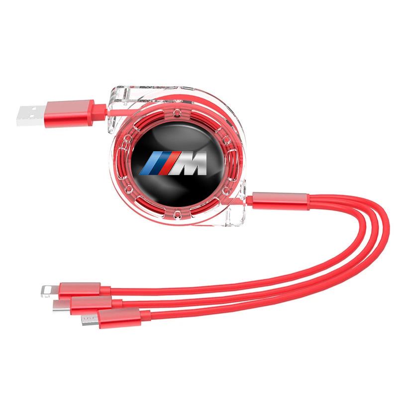 XZFG7 Автомобильный Быстрозарядный 3-в-1 Кабель Данных Micro USB Type-C Для BMW X1 X2 X3 X5 X4 X6 X7 G30 G20 G32 G11 G12 F40 F30 F20 F10 F34 F07