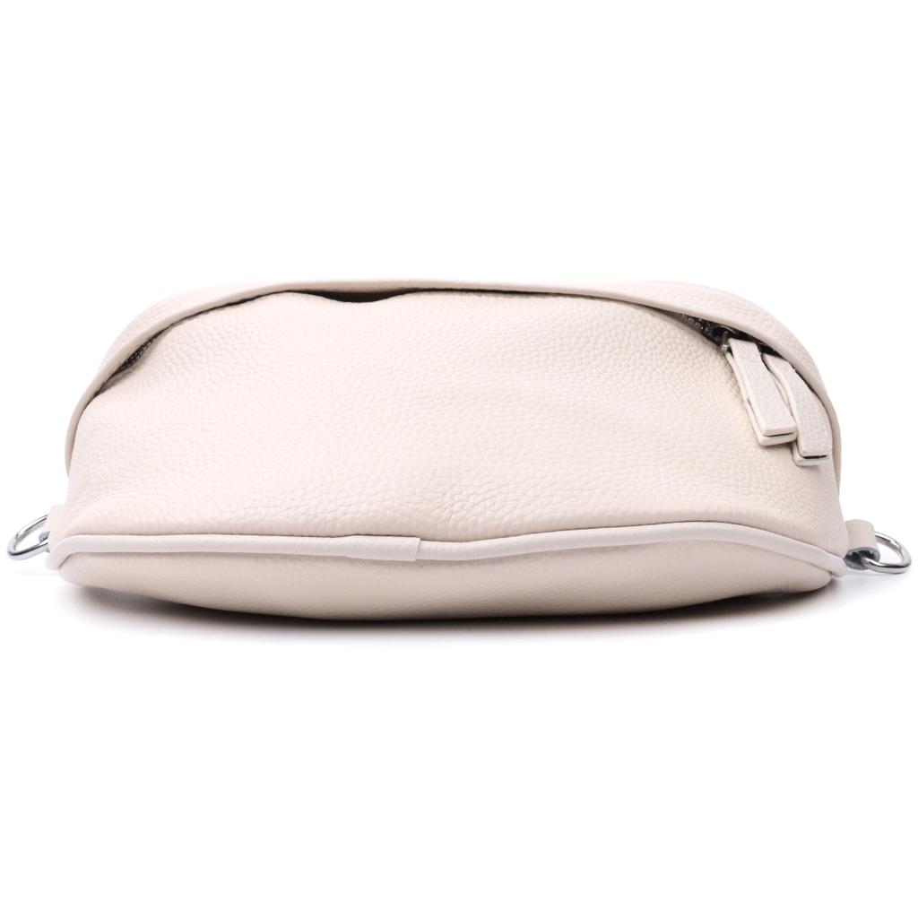 Trendy Women's Shoulder Bag In Classic Color Made of Genuine Leather Vintage 22656 White