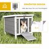 Small Animal Hutch Small Animal House with Ramp Wood Grey