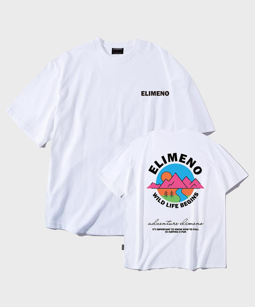 ELIMENO El Wild Mountain Oversized Short Sleeve Tee White