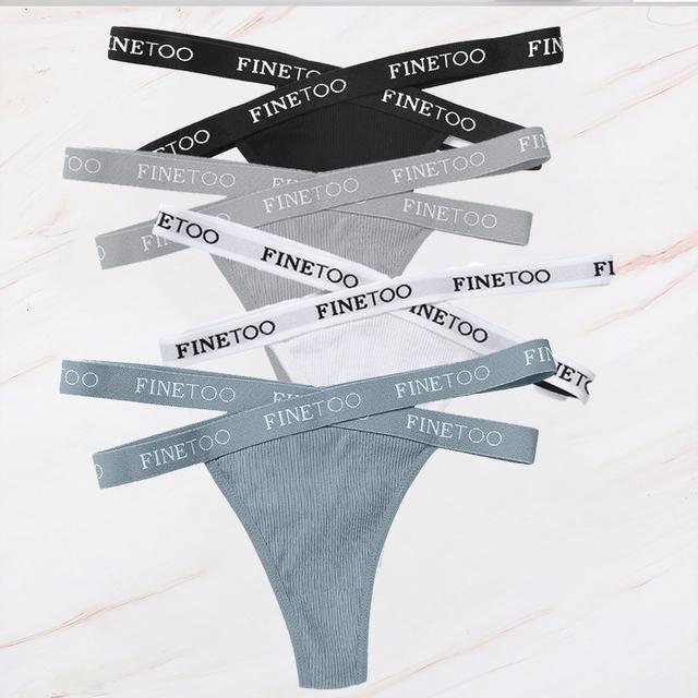 FINETOO 4PCS/Lot Sexy Cross Strap Cotton G-String Women's Panties FINETOO Letter High Waisted Fashion Thongs Panty Lingerie M-XL