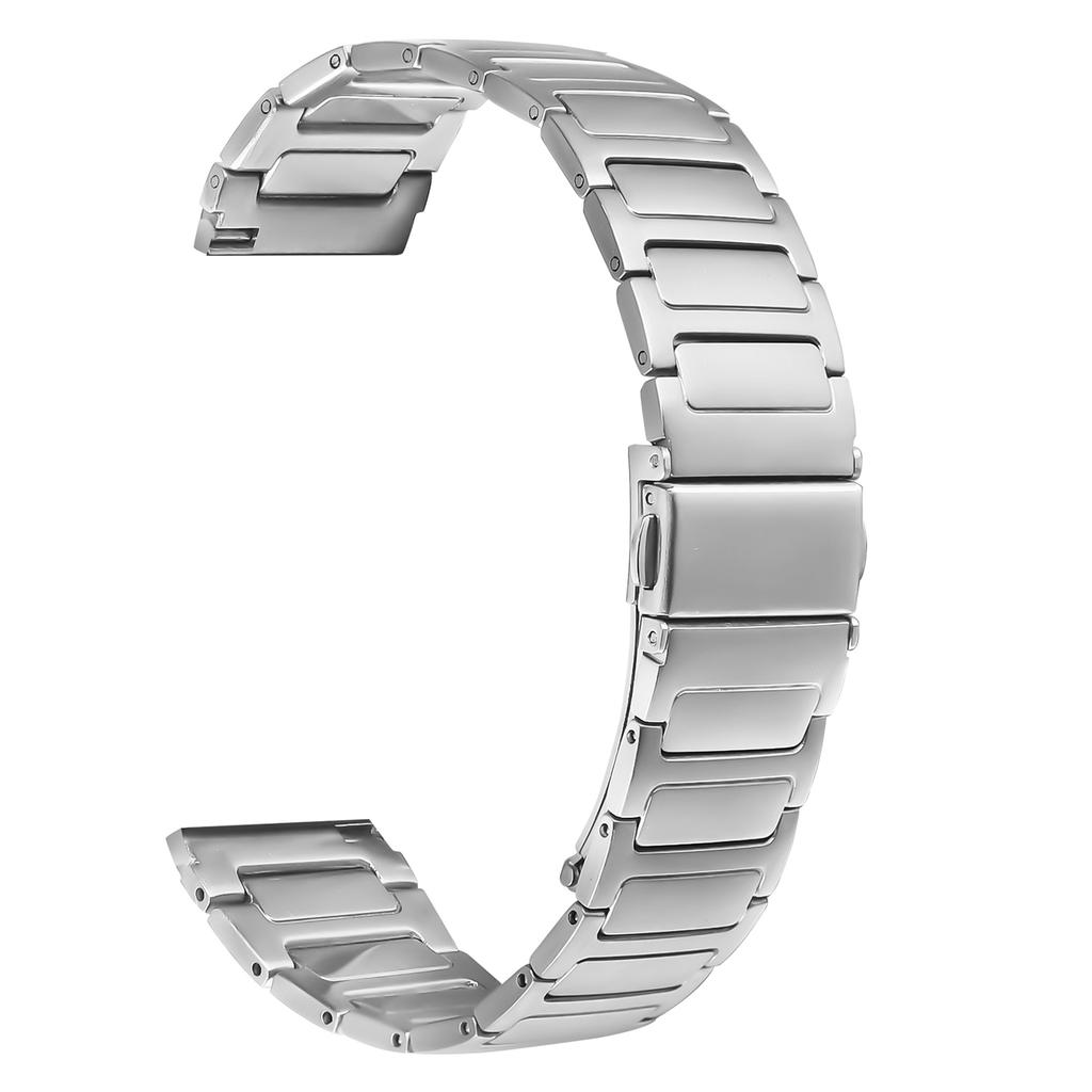 For Garmin Forerunner 255 Watch Band Silver Stainless Steel Metal Watch Strap